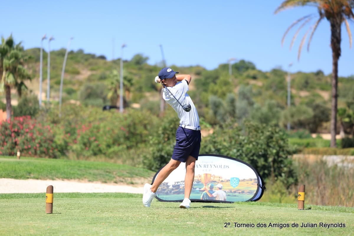 Seb Creaser driving off the tee, Julian Reynolds Cup